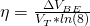\eta = \frac{ \Delta V_{BE} }{V_T *ln(8)}